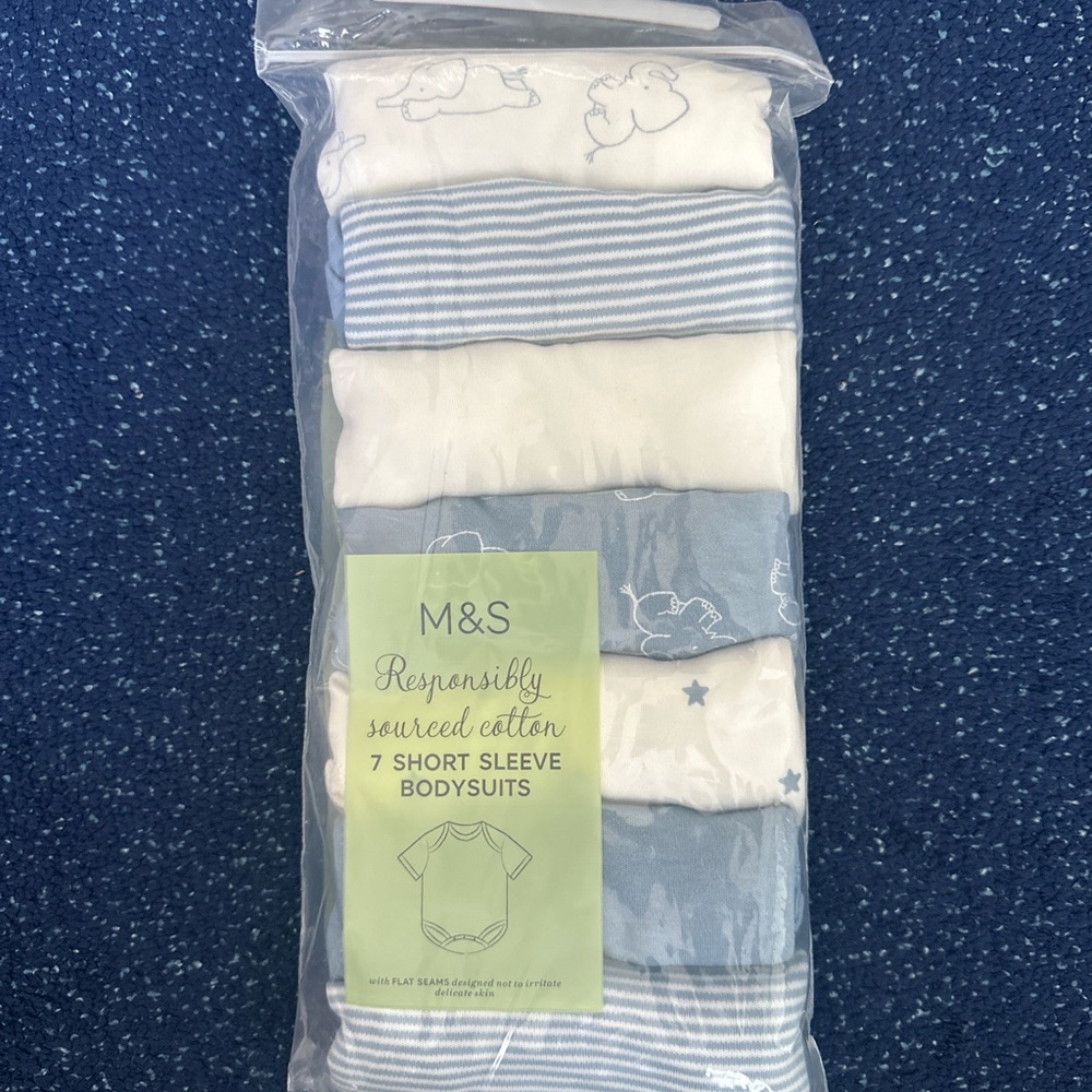 M&S Baby Bodysuits 3–6 Months – 7 Pack – New With Tags